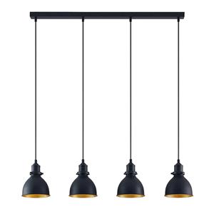 ELC Doskali hanglamp, zwart-goud, 4-lamps