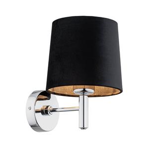 Euluna Wandlamp Bono, stoffen kap, chroom/zwart