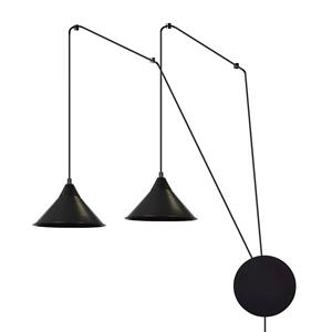 Euluna Wandlamp Ramo, zwart, 2-lamps, metaal