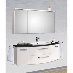 LOMADOX Badezimmer Set mit LED Beleuchtung SEVILLA-66 abgerundet in weiß Hochglanz, B/H/T: ca. 143/200/48,5 cm