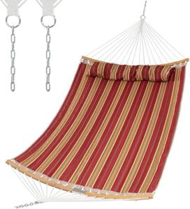 costway Stevige Draagbare Buiten Hangmat met Verwijderbaar Kussen voor Binnen en Buiten Gebruik Rood