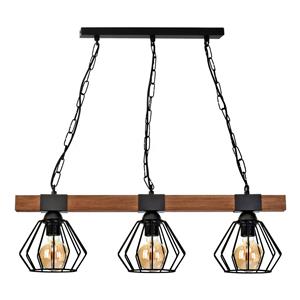 Eko-Light Hanglamp Ulf met houten balk, 3-lamps