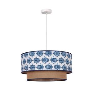 Euluna Hängeleuchte Hampton Boho, blau Ornament/Jute