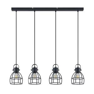 Lindby Flintos hanglamp, 4-lamps, zwart