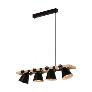 Briloner Hanglamp Talle vintage, 4-lamps, zwart
