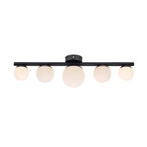 Markslöjd Badkamer-plafondlamp Puro zwart 5-lamps glas