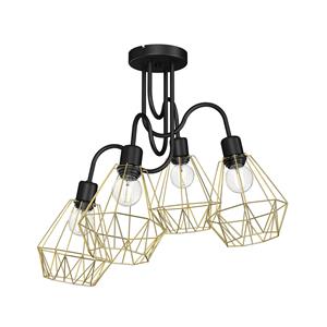 Luminex Plafondlamp Jin, zwart/messing, 4-lamps
