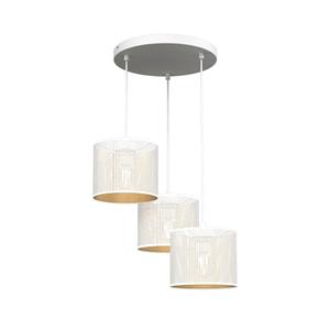 Luminex Hanglamp Jovin, 3-lamps, rondel, wit/goud