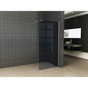 Wiesbaden Slim losse glaswand 140x200cm Rookglas 8mm met anti-kalk coating zonder profiel en stabilisatiestang 20.3489