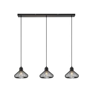 Lindby Metehan hanglamp, 3-lamps, zwart