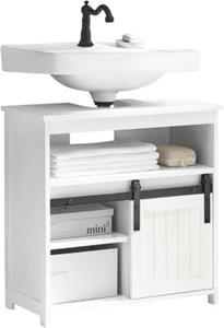 SoBuy Waschbeckenunterschrank mit Schiebetür Badschrank Waschtisch Unterschrank Badmöbel weiß