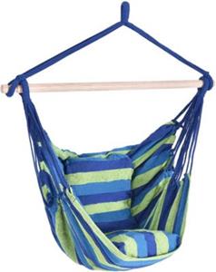 costway hangstoel Ø50cm hangende schommel hangstoel met 2 kussens tot 120 kg blauw en groen