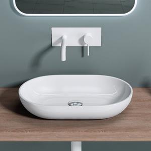 Doporro Aufsatzwaschbecken » Design Waschbecken Bad 54x34x10cm Waschtisch aus hochwertigem Guss-Marmor DIN-Anschlüsse«