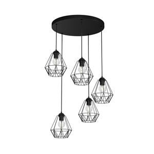Luminex Hanglamp Jin, zwart, 5-lamps, rond