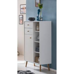 LOMADOX Badezimmer Highboard JASLO-80 in kreideweiß, B/H/T: 68/119/34 cm