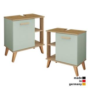 LOMADOX Badezimmer Waschbeckenunterschrank NANNING-66 in Riviera Eiche Nb. mit Salbei Nb., B/H/T: ca. 60,5/65/33 cm braun