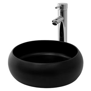 Ml-design - Waschbecken Rundform, ø 35x30 cm, Schwarz matt, aus Keramik, mit Abflussloch, Aufsatzwaschbecken Waschplatz Handwaschbecken für