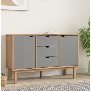 VidaXL Sideboard Braun und Grau 113,5x43x73 cm Massivholz Kiefer 