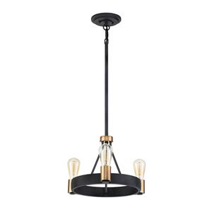 Quintiesse Kroonluchter Silas, zwart, 3-lamps, Ø 42,2cm