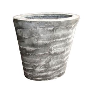 Gartentraum.de Ovales Pflanzgefäß aus Stahl/Cortenstahl mit Bändermuster - Elxesso / 50x50x34cm (HxBxT) / Stahl galvanisiert