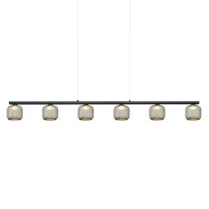 B-Leuchten LED hanglamp loft, 6-lamps, rookglas