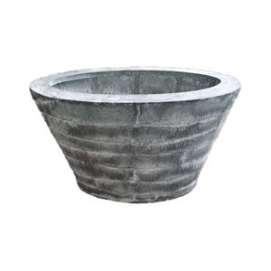 Gartentraum.de Ovale Pflanzschale aus Metall im Bänderdesign - Zedana / Stahl galvanisiert