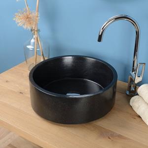 Wohnfreuden Aufsatzwaschbecken »Terrazzo Waschbecken DRUM 40 cm schwarz flacher Rand« (Kein Set), NEW-4603