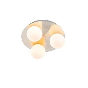 QAZQA Moderne badkamer plafondlamp staal 3-lichts - Cederic