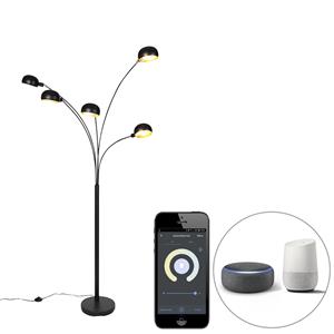 Qazqa Smart Vloerlamp Zwart 5-lichts Incl. Wifi B35 - Sixties