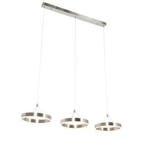 QAZQA Hanglamp staal langwerpig incl. LED 3-staps dimbaar 3-lichts - Lyani