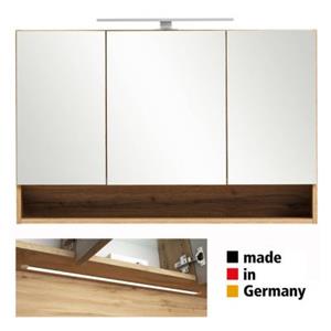 LOMADOX Spiegelschrank Bad mit Beleuchtung 100 cm KAHLA-03 in Wotan Eiche Nb., B/H/T: ca. 100/64/20 cm braun