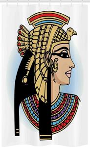 Abakuhaus Duschvorhang »Badezimmer Deko Set aus Stoff mit Haken« Breite 120 cm, Höhe 180 cm, ägyptisch Königin Kleopatra Kunst