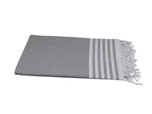My Hamam Hamamtücher »Hamamtuch grau weiß 100x175 cm Pestemal Tala« (1-St), griffig und fest gewebt