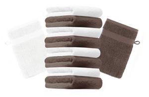 Betz Waschhandschuh »10 Stück Waschhandschuhe Premium 100% Baumwolle Waschlappen Set 16x21 cm Farbe nussbraun und weiß«