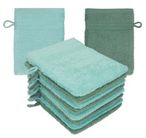 Betz Waschhandschuh »10 Stück Waschhandschuhe Premium 100% Baumwolle Waschlappen Set 16x21 cm Farbe Ocean - tannengrün«