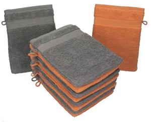 Betz Waschhandschuh »10 Stück Waschhandschuhe Premium 100% Baumwolle Waschlappen Set 16x21 cm Farbe orange und anthrazit«