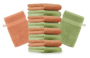 Betz Waschhandschuh »10 Stück Waschhandschuhe Premium 100% Baumwolle Waschlappen Set 16x21 cm Farbe orange und apfelgrün«