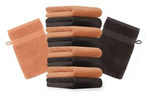 Betz Waschhandschuh »10 Stück Waschhandschuhe Premium 100% Baumwolle Waschlappen Set 16x21 cm Farbe orange und Dunkelbraun«