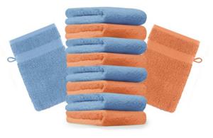 Betz Waschhandschuh »10 Stück Waschhandschuhe Premium 100% Baumwolle Waschlappen Set 16x21 cm Farbe orange und hellblau«