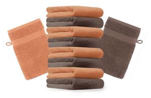 Betz Waschhandschuh »10 Stück Waschhandschuhe Premium 100% Baumwolle Waschlappen Set 16x21 cm Farbe orange und nussbraun«