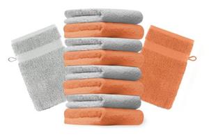 Betz Waschhandschuh »10 Stück Waschhandschuhe Premium 100% Baumwolle Waschlappen Set 16x21 cm Farbe orange und Silbergrau«