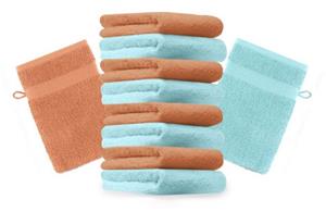 Betz Waschhandschuh »10 Stück Waschhandschuhe Premium 100% Baumwolle Waschlappen Set 16x21 cm Farbe orange und türkis«