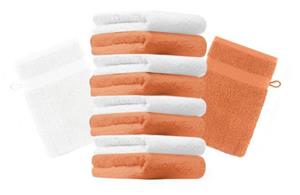 Betz Waschhandschuh »10 Stück Waschhandschuhe Premium 100% Baumwolle Waschlappen Set 16x21 cm Farbe orange und weiß«
