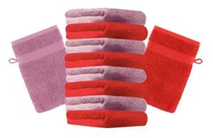 Betz Waschhandschuh »10 Stück Waschhandschuhe Premium 100% Baumwolle Waschlappen Set 16x21 cm Farbe rot und Altrosa«