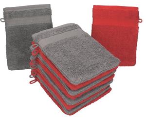 Betz Waschhandschuh »10 Stück Waschhandschuhe Premium 100% Baumwolle Waschlappen Set 16x21 cm Farbe rot und anthrazit«