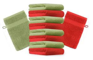 Betz Waschhandschuh »10 Stück Waschhandschuhe Premium 100% Baumwolle Waschlappen Set 16x21 cm Farbe rot und apfelgrün«