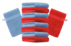 Betz Waschhandschuh »10 Stück Waschhandschuhe Premium 100% Baumwolle Waschlappen Set 16x21 cm Farbe rot und hellblau«