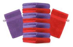 Betz Waschhandschuh »10 Stück Waschhandschuhe Premium 100% Baumwolle Waschlappen Set 16x21 cm Farbe rot und lila«