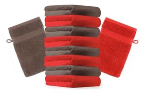 Betz Waschhandschuh »10 Stück Waschhandschuhe Premium 100% Baumwolle Waschlappen Set 16x21 cm Farbe rot und nussbraun«