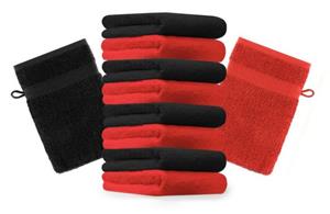 Betz Waschhandschuh »10 Stück Waschhandschuhe Premium 100% Baumwolle Waschlappen Set 16x21 cm Farbe rot und schwarz«